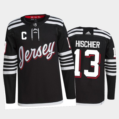 Adidas New Jersey Devils #13 Nico Hischier Men's 2021-22 Alternate Authentic NHL Jersey - Black